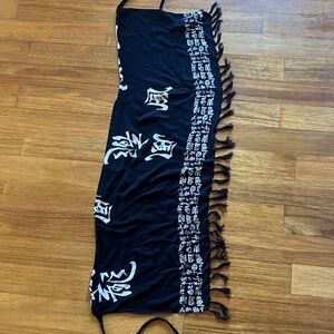 Black and White batik Swim Cover-Up